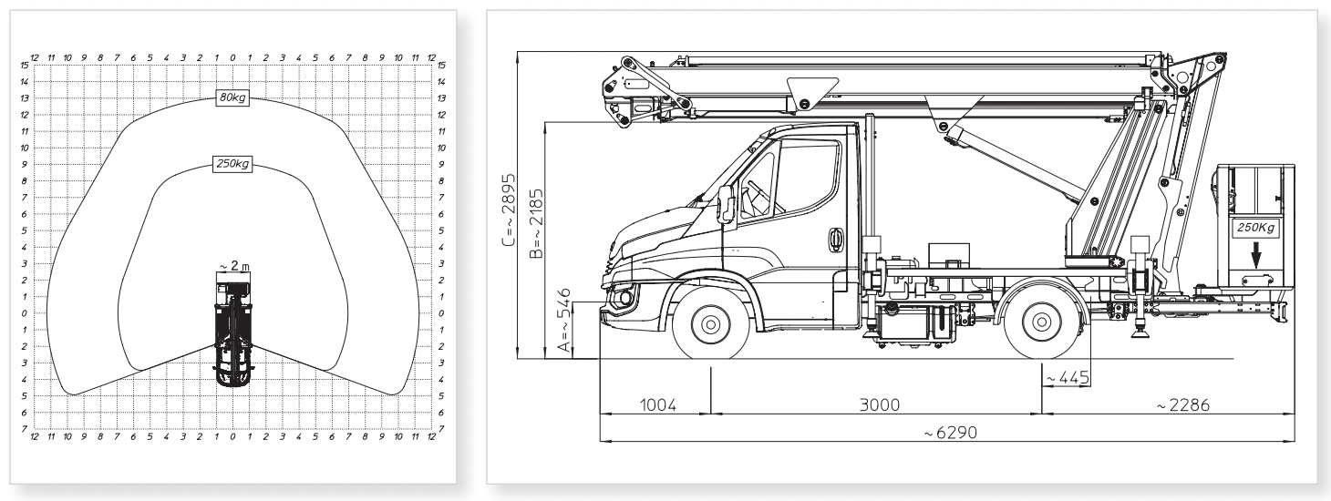 Multitel MZ250 side view technical diagram